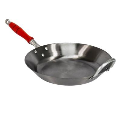 Frigideira N14 Aço Carbono 2mm Cabo Madeira 3000ML 35cm Preto Industria São Jose