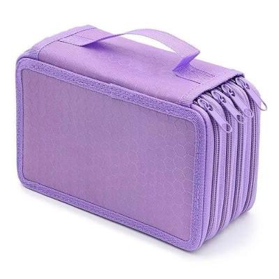 Estojo Escolar OEM Grande Tático com Divisórias 4 Zíperes Nylon Tactel Ou Poliéster Roxo