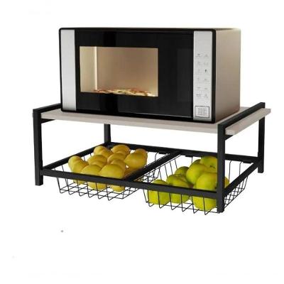 Fruteira de Parede com Suporte para Micro-ondas Fruteira de Parede Premium Aço com Tampo MDF 63cm