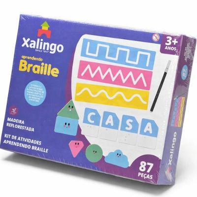 Jogo Educativo Braille Infantil 1761.0 com 87 Peças em Madeira Reflorestada Xalingo Brinquedos