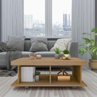 Mesa de Centro Dunas Retangular Tamburato MDP 90cm Marrom Carvalho Artely