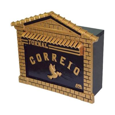 Caixa de Correio Castelo Detras 15x44x30cm para Cartas e Jornal Dourado Metalmig