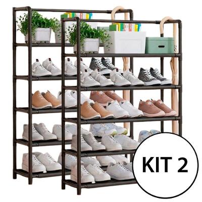 Kit 2 Estantes Prateleira Multiuso Organizadora 5 Andares Sapateira Metal Plástico e Tnt Casa Chick