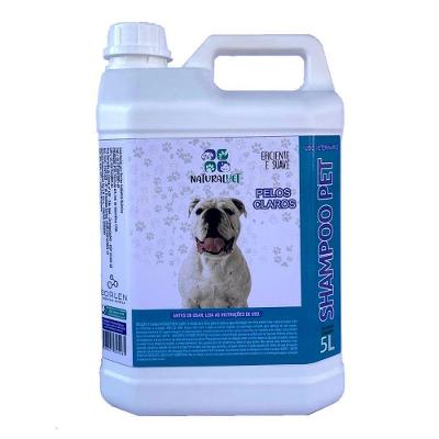 Shampoo para Pet Borlen Brasil Naturalvet Pelos Claros para Cães e Gatos Pelagem Branca 5L 1 Unidade