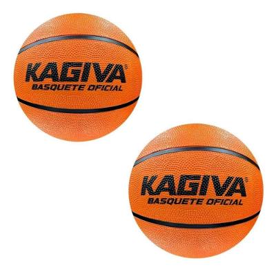 Kit 2 Bola de Basquete Oficial Tamanho 7 em Borracha Laranja Kagiva