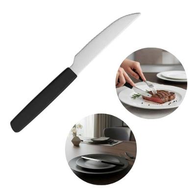 Jogo com 6 Facas de Mesa de Aço Inox Premium Cabo Preto Praticasa