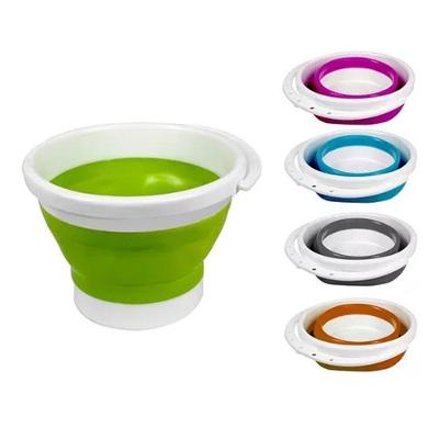 Balde Retrátil Dobrável Portátil 3L Silicone para Área de Serviço Cinza Top Total