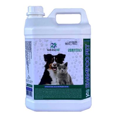 Shampoo para Pet Borlen Brasil Naturalvet Neutro para Cães e Gatos Cuidado e Suavidade 5L 1 Unidade