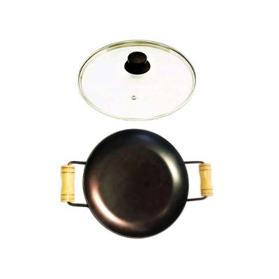 Chapa Disco Arado Da27cm.TV-MM Aço Carbono com Alça de Madeira e Tampa de Vidro Preto Rig Fundidos