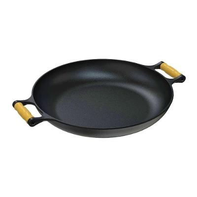 Frigideira Paella Ferro Fundido com Alça de Madeira 40cm para Fogão a Gás e Elétrico Libaneza
