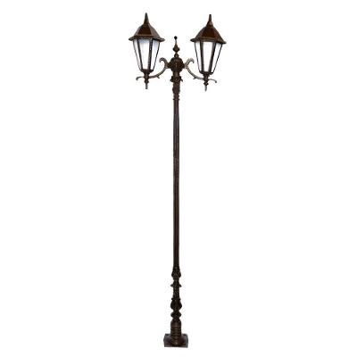 Poste Colonial Jardim Verona com 2 Luminárias Alumínio 211cm Preto Luminárias N. Sra. da Guia