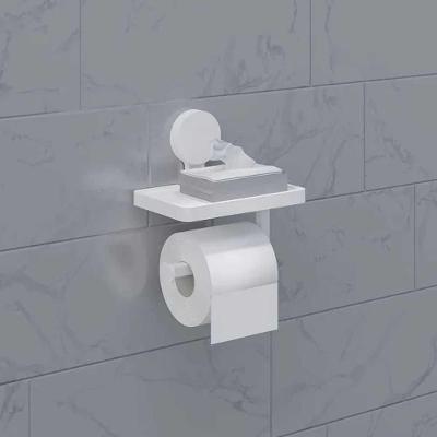 Porta Papel Higiênico com Suporte Adesivo Instalação sem Perfuração Branco Astra