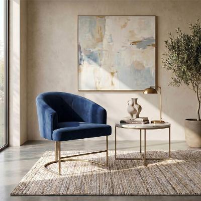 Poltrona Chiara Decorativa para Sala de Estar Base Aço Estrutural Azul Marinho Mobília Decor