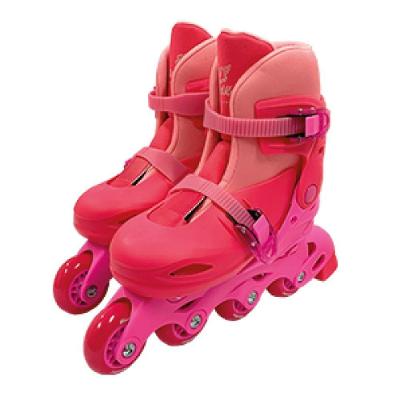 Patins Ajustável 2 em 1 4 Rodas Tamanho 34-37 Rosa Fênix com Capacete e Joelheiras PK2-01