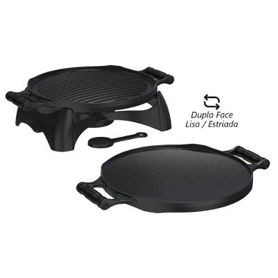 Rechaud Redondo Dupla Face Ferro Alça Silicone Preta para Fogão Diversos Tipos Ouro Minas