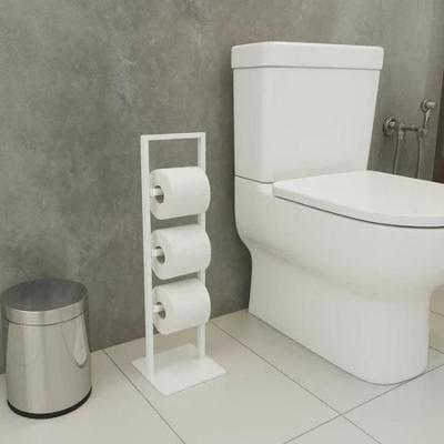 Porta Papel de Chão para Banheiro Industrial 3 Rolos Branco Utibom