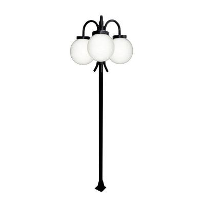 Poste Luminária para Jardim Globo g Triplo Braço Curvo Baixo Preto 200cm Ouro Minas