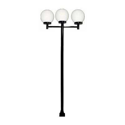 Poste Luminária Triplo Globo P Jardim 300cm Preto para Condomínios e Praças Ouro Minas