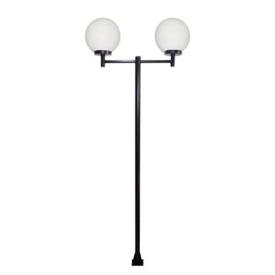 Poste Luminária Dupla Globo P Jardim 300cm Preto L083POM Ouro Minas