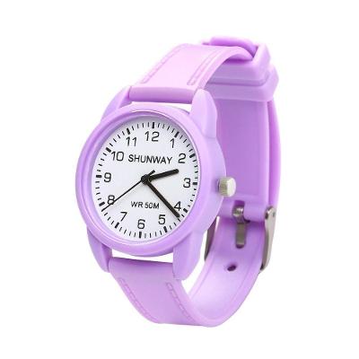 Relógio de Pulso Analógico Casual S582-19-1 com Pulseira de Silicone Lilás Tudo em Caixa