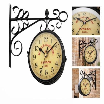 Relogio de Parede Dupla Face Retro Vintage Estacao Ferroviaria Decorativo Classico