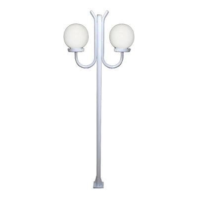 Poste Luminária para Jardim Globo P Duplo Braço Curvo Cima 300cm Branco Ouro Minas