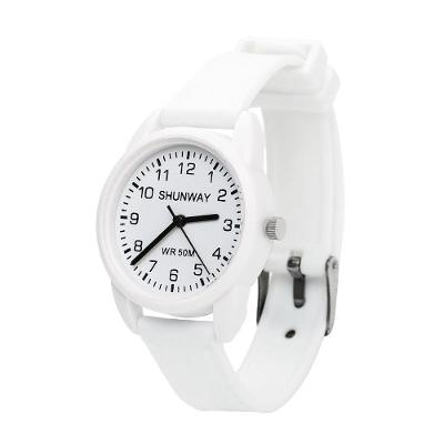 Relógio de Pulso Analógico Unissex S582-02-1 com Pulseira de Silicone Branco Tudo em Caixa