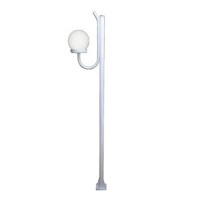 Poste Luminária Jardim Globo g Braço Curvo para Cima 200cm Branco Ouro Minas