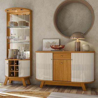 Conjunto Buffet com Cristaleira Robert-deker G97 MDP com Iluminação LED Cinamomo-offwhite Gran Belo