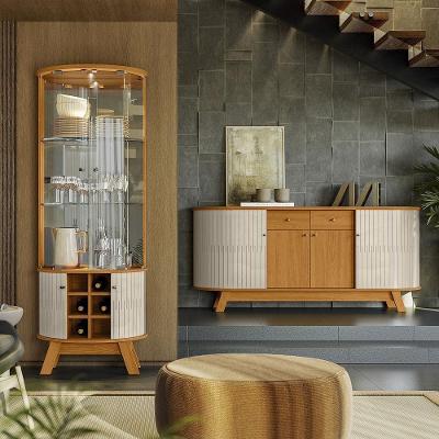 Conjunto Buffet com Cristaleira Pitt-Deker G97 2 Portas MDP com LED Off White Gran Belo