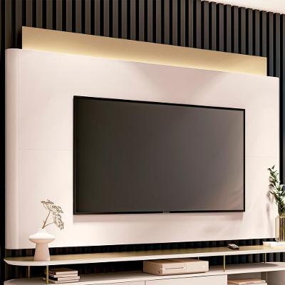 Painel para Tv Nobre G26 Até 85 Polegadas MDF com LED Off White Champagne Gran Belo