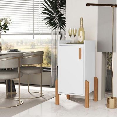 Armário Multiuso Poseidon 1 Porta 32cm Branco com Pés de Madeira SAL Movelaria