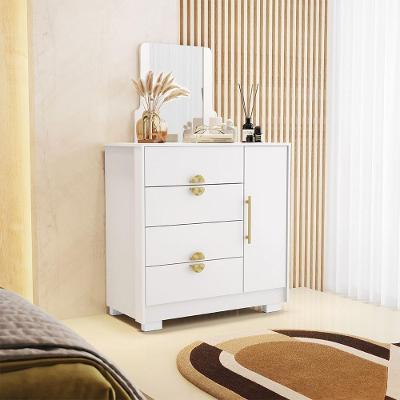 Cômoda Sapateira Vollard 4 Gavetas MDP Puxador Metálico Branco e Terracota