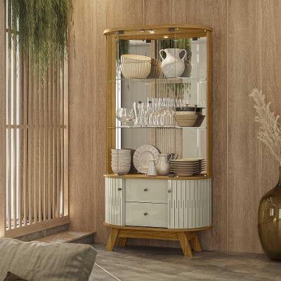 Cristaleira Decorativa Swank G97 2 Portas MDP com Iluminação LED Marrom Cumaru-opala Gran Belo