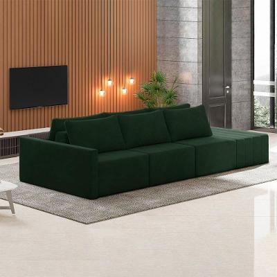 Sofá Ilha Modulado Milos 4 Lugares 342cm Verde Veludo Gran Belo