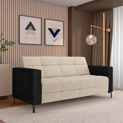 Sofá Houston G33 2 Lugares 200cm Bege Linho com Pés em Metal Gran Belo