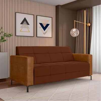 Sofá Houston 2 Lugares 200cm Marrom Veludo Pu Pés em Metal Gran Belo