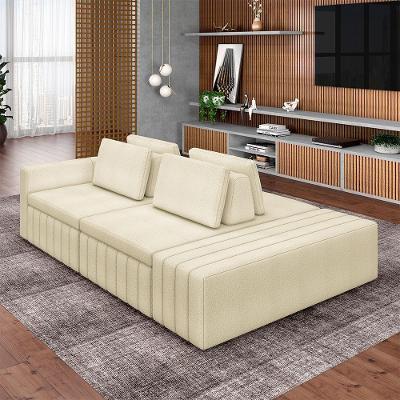 Sofá Ilha Olimpo G45 4 Lugares com Chaise 265cm Bouclê Off White Gran Belo