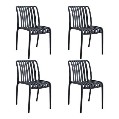 Kit 4 Cadeiras Monobloco Ipanema G56 para Área Externa Proteção UV Preto Gran Belo