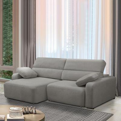 Sofá Ibiza 3 Lugares Reclinável 260cm Cinza Bouclê Gran Belo