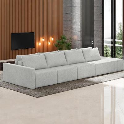 Sofá Ilha Modulado Milos 5 Lugares 392cm Linho Cinza G33 Gran Belo