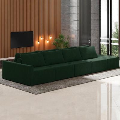 Sofá Ilha Modulado Milos 5 Lugares 392cm Verde Veludo Gran Belo