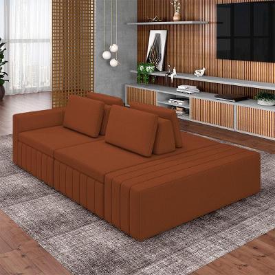 Sofá Ilha Olimpo G45 4 Lugares 265cm Terracota Linho Gran Belo