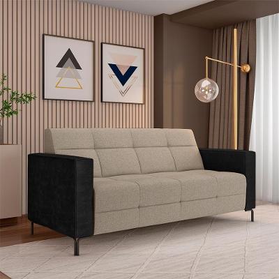Sofá Houston G33 2 Lugares 180cm Bege Escuro Linho e Pu Gran Belo