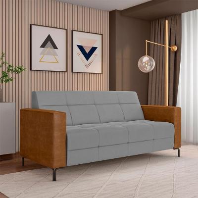 Sofá Houston G33 2 Lugares 200cm Cinza Veludo com Pu Gran Belo