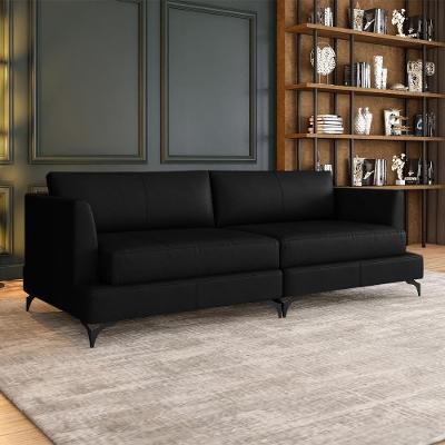 Sofá Indonésia G52 3 Lugares Bipartido 230cm Preto Couro Gran Belo