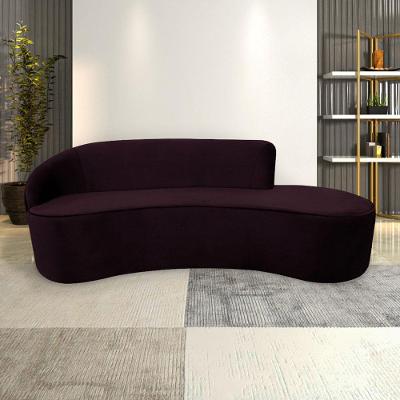 Sofá Abby Decorativo 3 Lugares 210cm Encosto Esquerdo Curvo Roxo Veludo Uva G15 Gran Belo