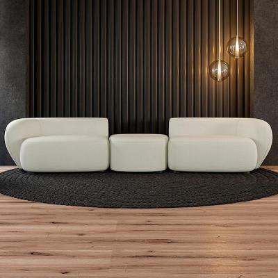 Sofá Egito G52 3 Lugares 322cm Bouclê Branco Versátil para Sala de Estar Gran Belo