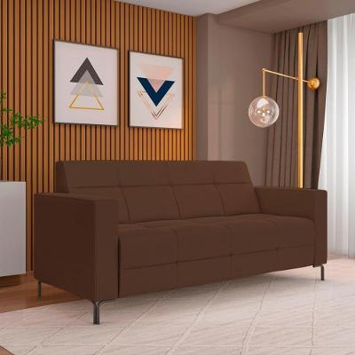 Sofá Houston G33 2 Lugares 160cm Marrom em Veludo com Pés em Metal Gran Belo