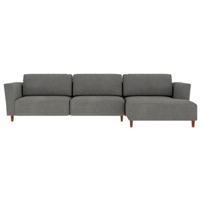 Sofá Franz 4 Lugares com Chaise Direita 370cm Grafite Suede Gran Belo